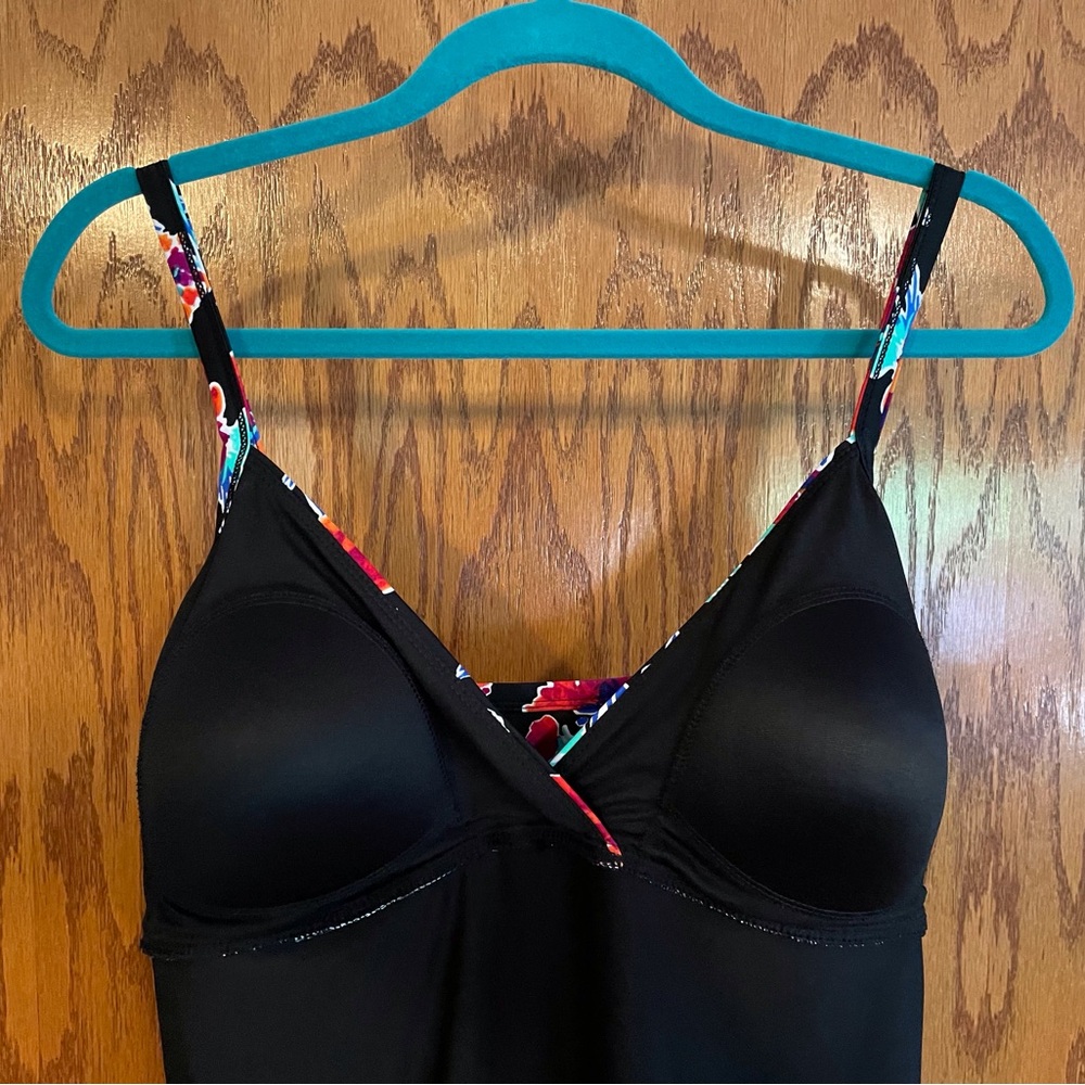 Tropical Escape Black Floral Spaghetti Strap Swimsuit - Picture 6 of 9